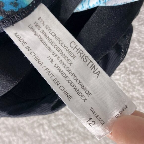 5/$25 Christina Blue Animal Print Tankini Bikini Top Swim Top 12 - Picture 3 of 11